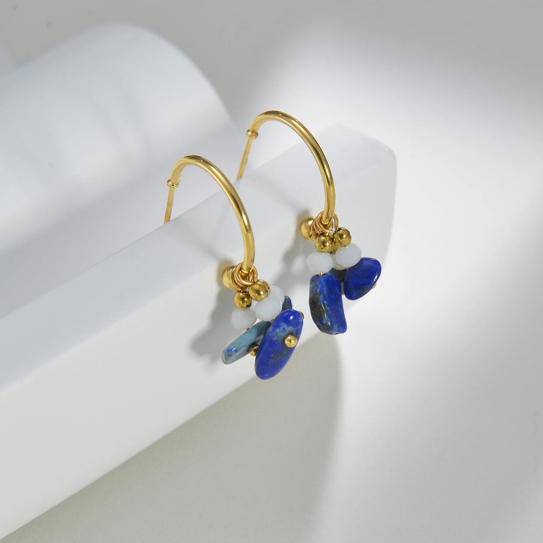 Exquisite Fashion Colored stone earrings Stainless Steel 14K Gold-plated Earrings French Romantic Jewelry Party Anniversary Gift