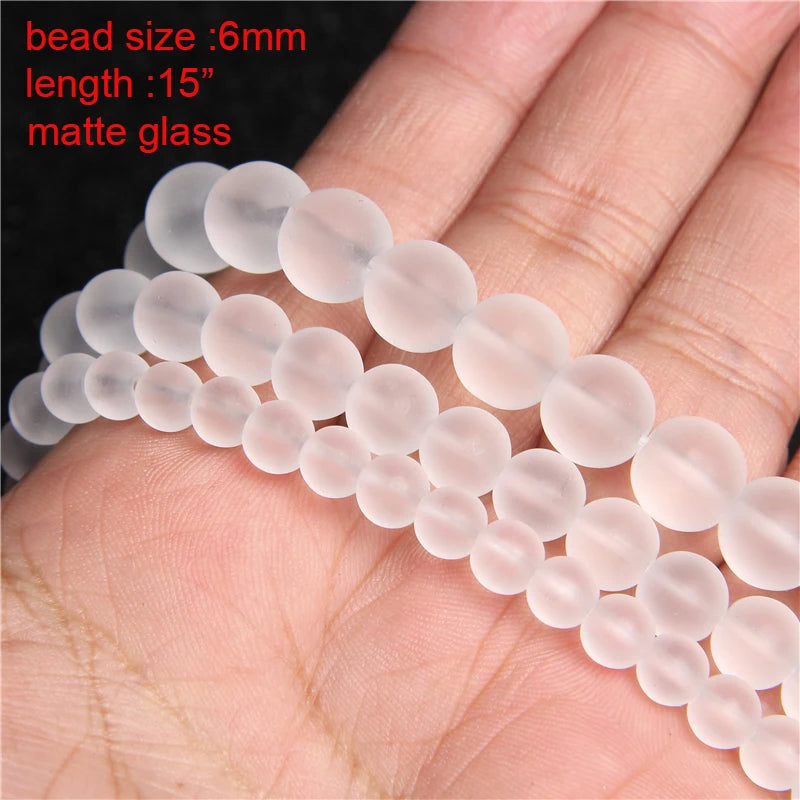New Natural Stone Bead Clear Quartz Crystal Smooth Matte Faceted Spacer Beads DIY Handmade Bracelet Earrings For Jewelry Making