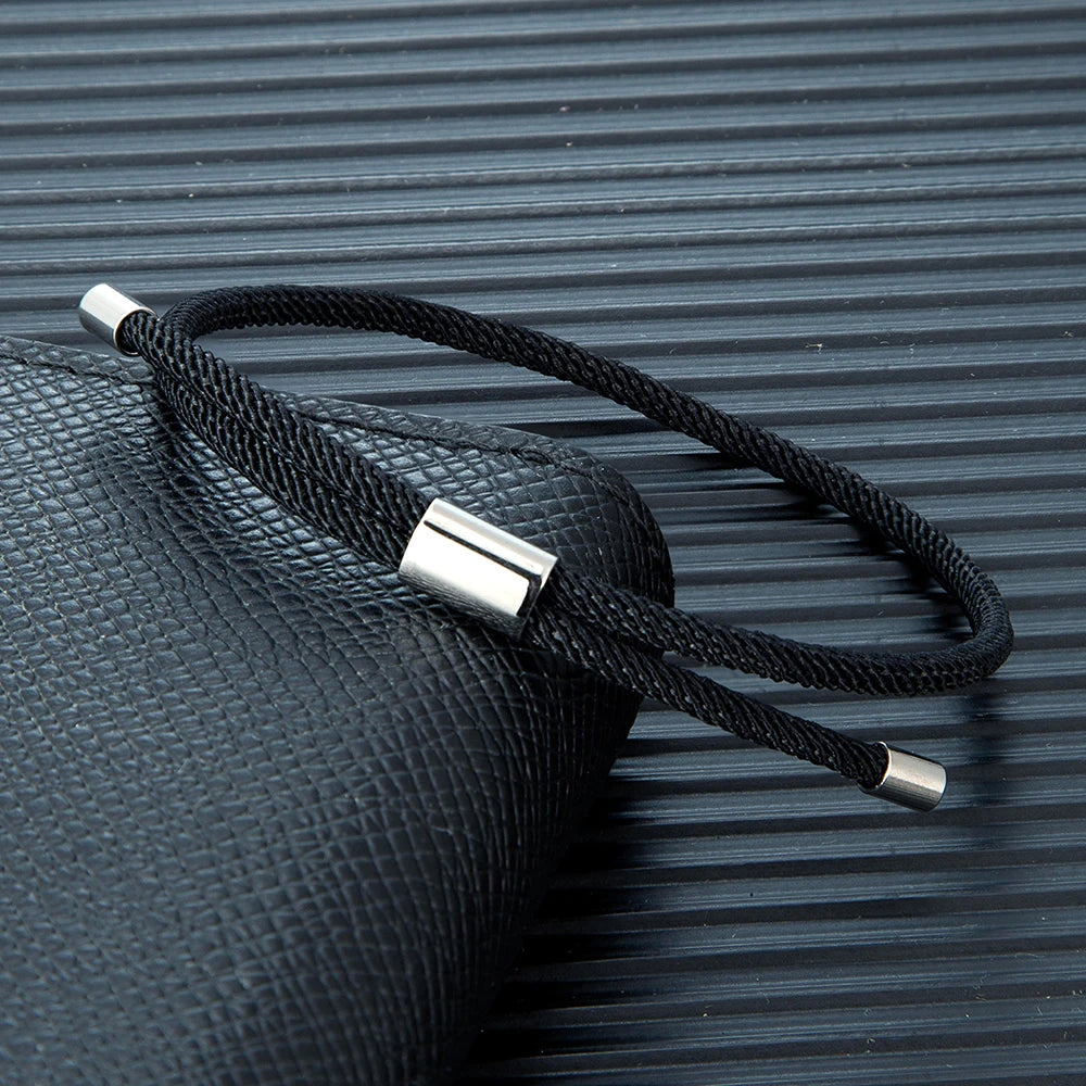 MKENDN Minimalist Durable Unisex Rope Design Stainless Steel Adjustable Braided Rope Bracelet for Men Women Couple Jewelry Gifts