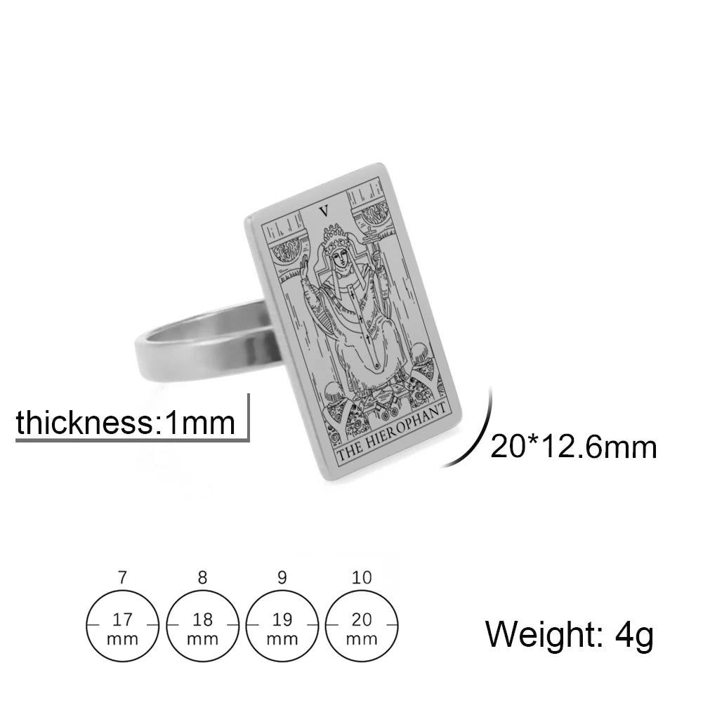 Bagues de Tarot Dreamtimes pour femmes et hommes, en acier inoxydable, ésotérisme, divination, magie, arcane majeur, bijou amulette