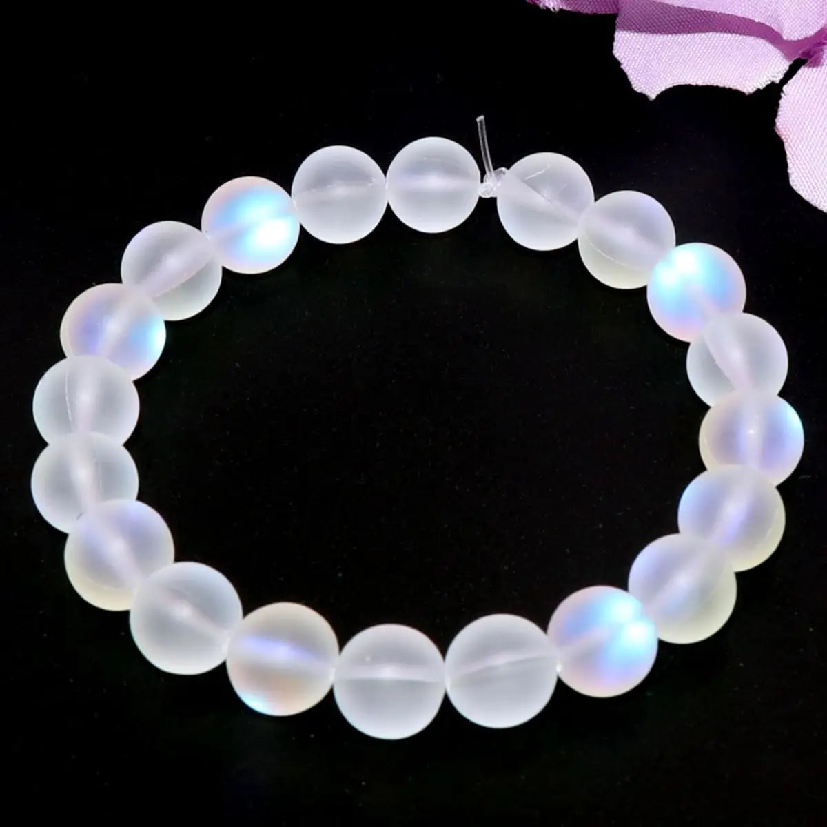 Matte White Aurora Crystal Glass Beads, 6/8/10MM Frosted Glitter Shining Mermaid Round Loose Beads, Rainbow Holographic - Madeinsea©
