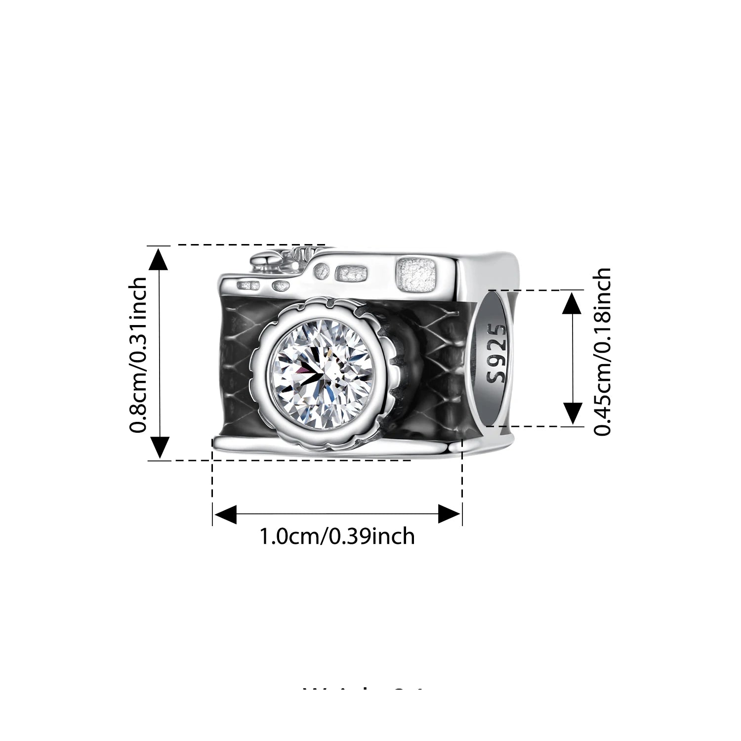 BISAER Real 925 Sterling Silver Camera Charm Bule Shiny Cameras Enamel Pendant For Women DIY Bracelet & Necklace Fine Jewelry