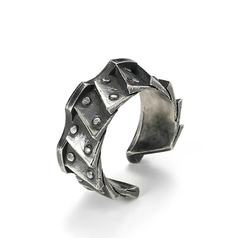 Bague rétro cyberpunk pour homme, style armure, style punk gothique antique, ajustable, accessoire rock/motard fait main, bijou cadeau pour homme