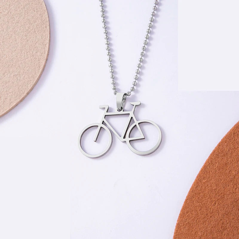 Hip Hop Stainless Steel Hollow Bicycle Pendant Necklace For Men Women Sport Cycle Racing Jewelry