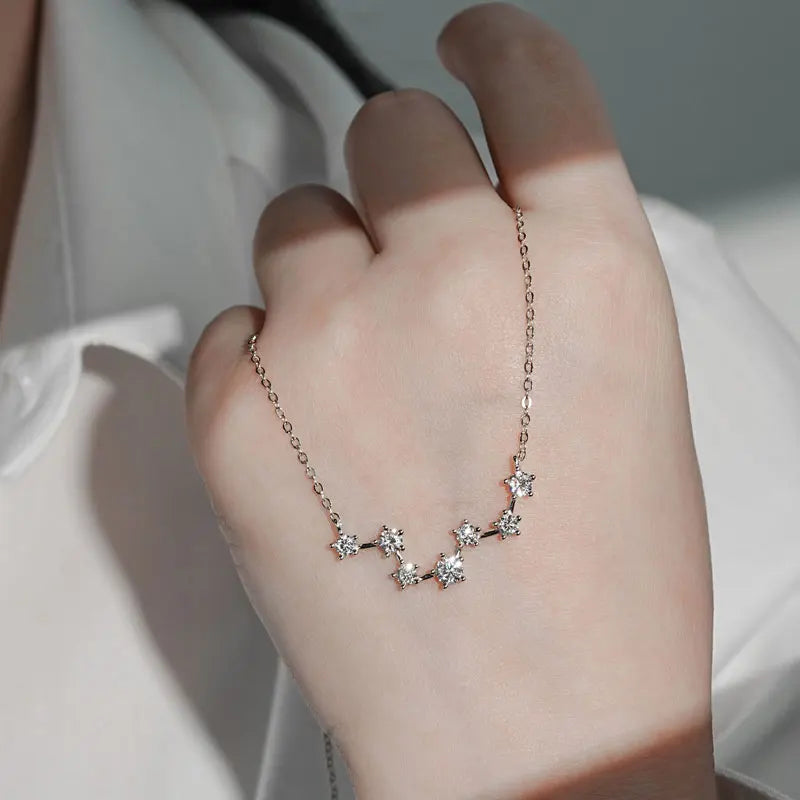 OXTAO 4mm 3.5mm 3mm Round Cut Moissanite Necklace For Women Luxury Pendant Necklace 18K White Plated 925 Silver Jewelry Gift