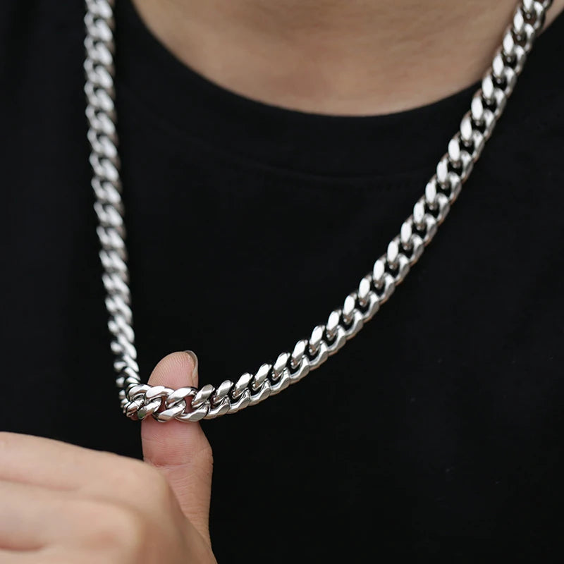 5/6/8/10/12/14mm Cuban Chain Bracelet for Men & Women Stainless Steel Curb Link Chain Wristband Durable Unisex Jewelry Gift