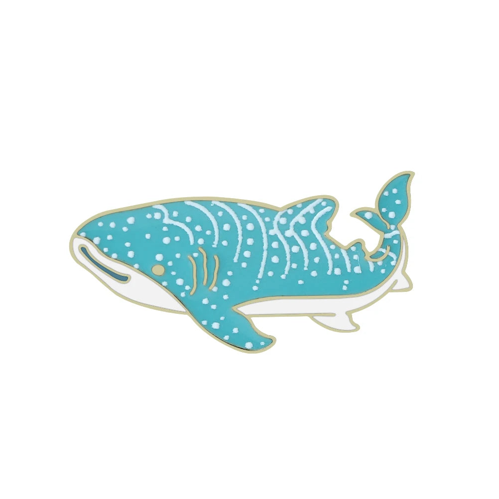 Cute Blue Whale Brooch Personality Marine Life Enamel Pins Animal Lover Lapel Pin Badges Decoration Jewelry Gift for Friend