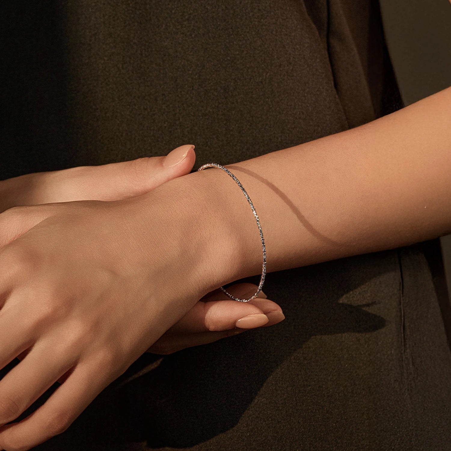 MODIAN 925 Sterling Silver Fashion Exquisite Geometric Square Slim Stackable Bracelets For Women Fine Vacation Jewelry