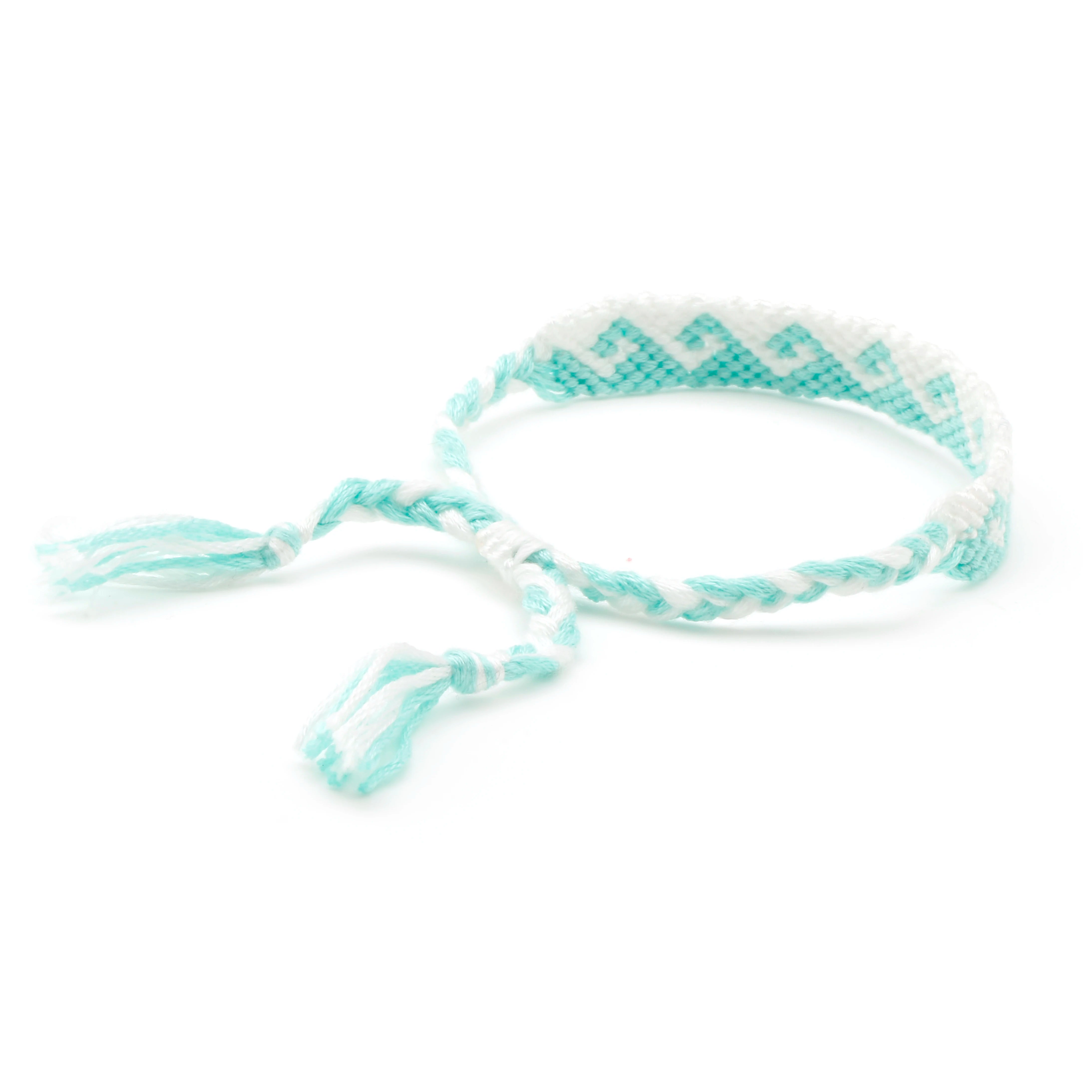 New Fashion Greek Wave Enbroidery String Handmade Bracelet Women Green&White Ripple Cord Handwoven Summer Jewelry Gift Present