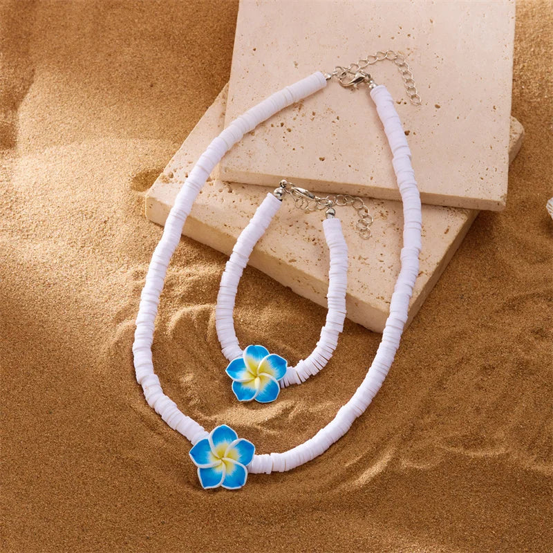 Bohemian Starfish Flower Charm Bracelet For Women Colorful Flowers Letter Soft Clay Pottery Beaded Bracelets Beach Party Jewelry