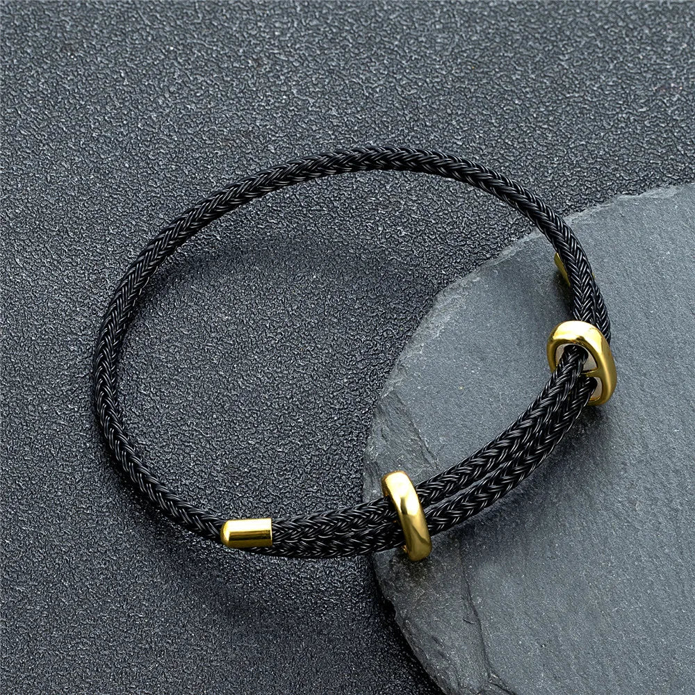 MKENDN Simple Style Men Women DIY Beads Jewelry Non-fading Steel Wire Rope Bracelet Classic Cuff Charm Bracelet for Couple Gifts