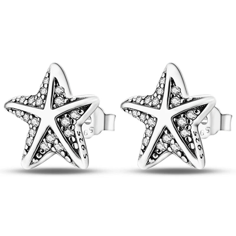 Earrings 925 Sterling Silver Stud Earrings Unicorn Star Zircon Stud Hoop Earrings For Women Girls Lovely Fashion Jewelry Gift