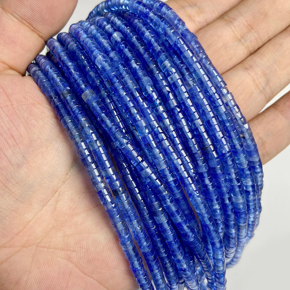 2x4mm Blue Flat Round Stone Bead Imperial Agates Jades Rondelle Loose Beads For Jewelry Making DIY Bracelets Necklace Handmade