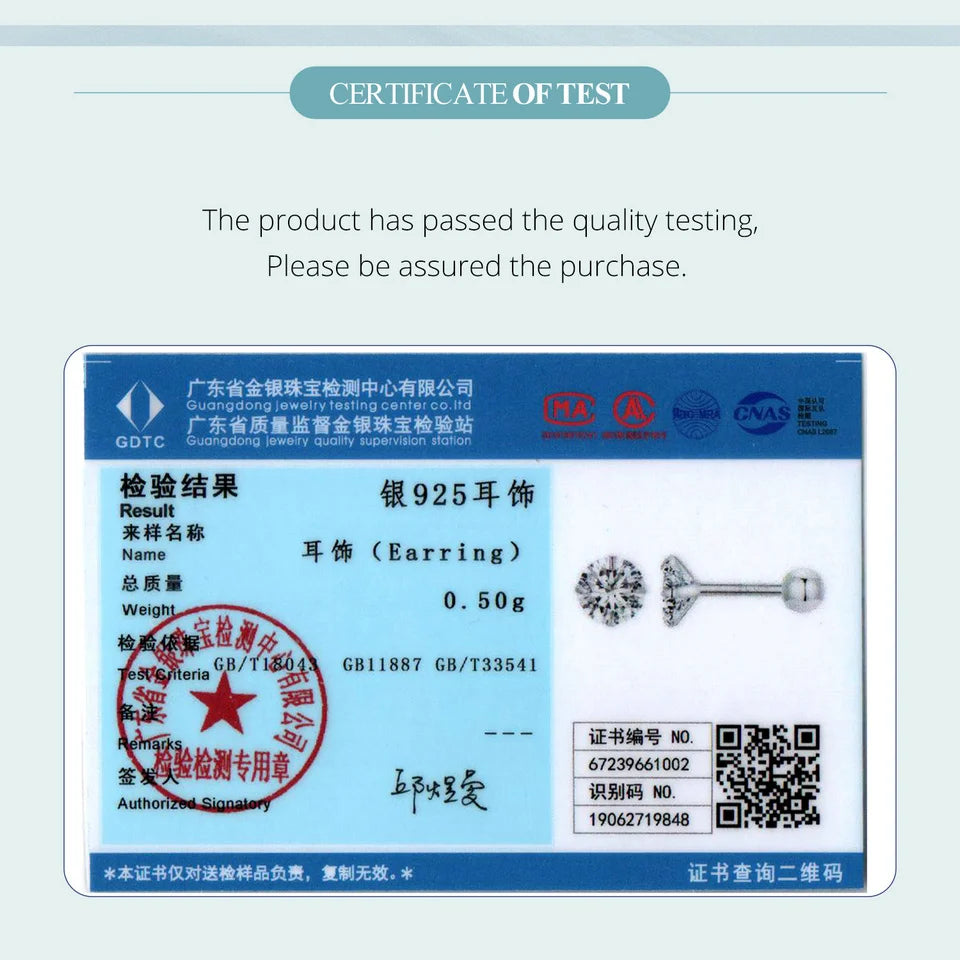 BAMOER Platinum Plated Classic CZ Stud Earrings 925 Sterling Silver Hypoallergenic Elegant Earrings Fashion Jewellry 3mm 5mm 7mm