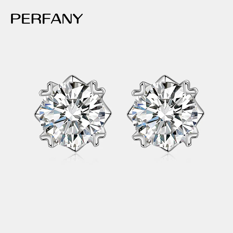 PERFANY 0.3-2CT Moissanite Stud Earrings Women S925 Pure Silver Shining Laboratory Cultivate Diamond Fashion High Jewelry - Madeinsea©
