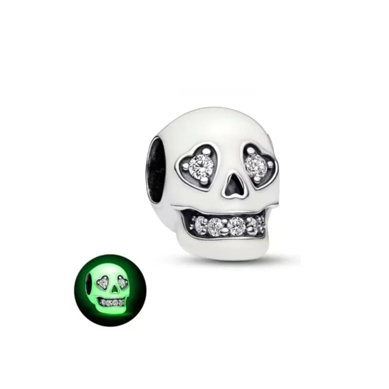 Miniso Gruseliges Skelett-Geister-Serie 925 Sterling Silber Charm Halloween Hut Perle Passend für Damen Original Schmuck Geschenk