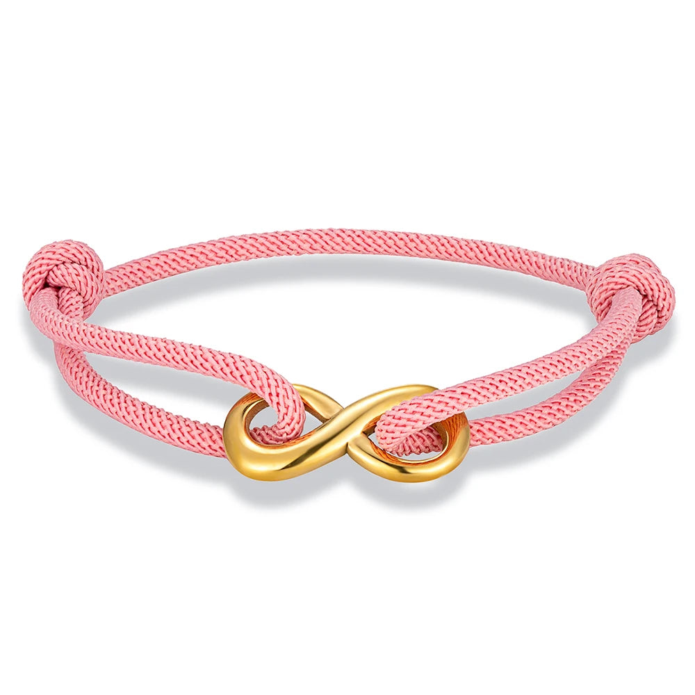 MKENDN Modisches, vergoldetes Edelstahl-Unendlichkeitsarmband für Männer und Frauen, verstellbares Seilarmband, Paar-Schloss-Schmuck