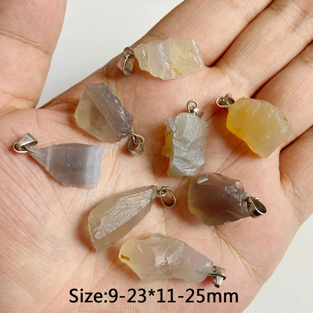 5pcs Natural Rough Stone Pendant Irregular Shape Healing Amethysts Labradorite Agat Quartz Pendants For DIY Handmade Necklace