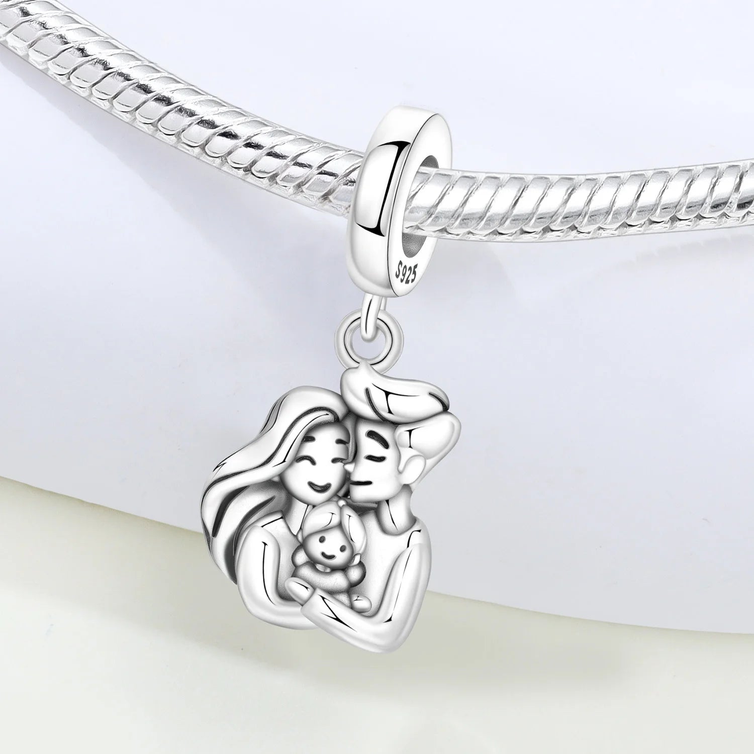PANPOKI 925 Sterling Silver Couple And Family Beads Original Pendants Bracelet Charm Jewelry Party DIY Trendy Gifts