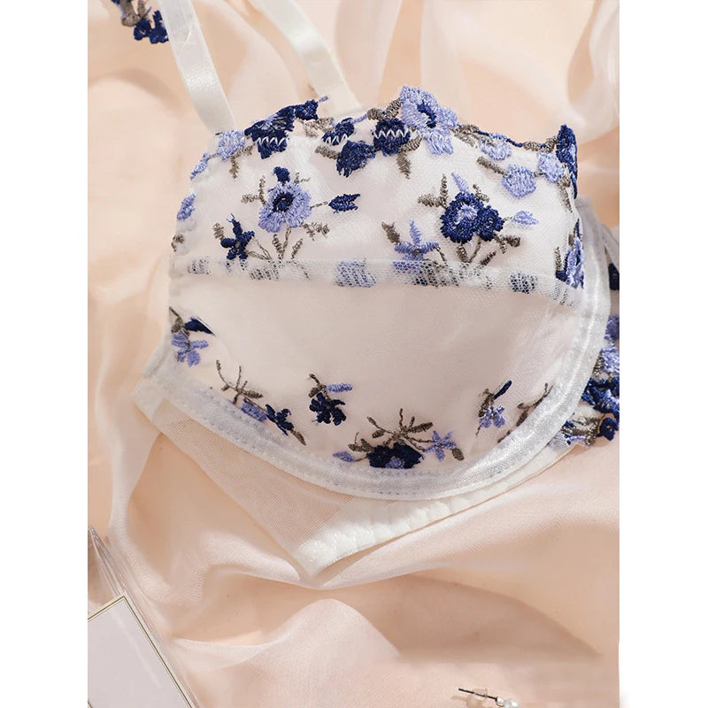 Lingeries Sexy Set Floral Embroidery Push Up Lingerie See through Bra Sets 2pcs Lady Fancy Underwear Delicate Intimate Lingerie - Madeinsea©