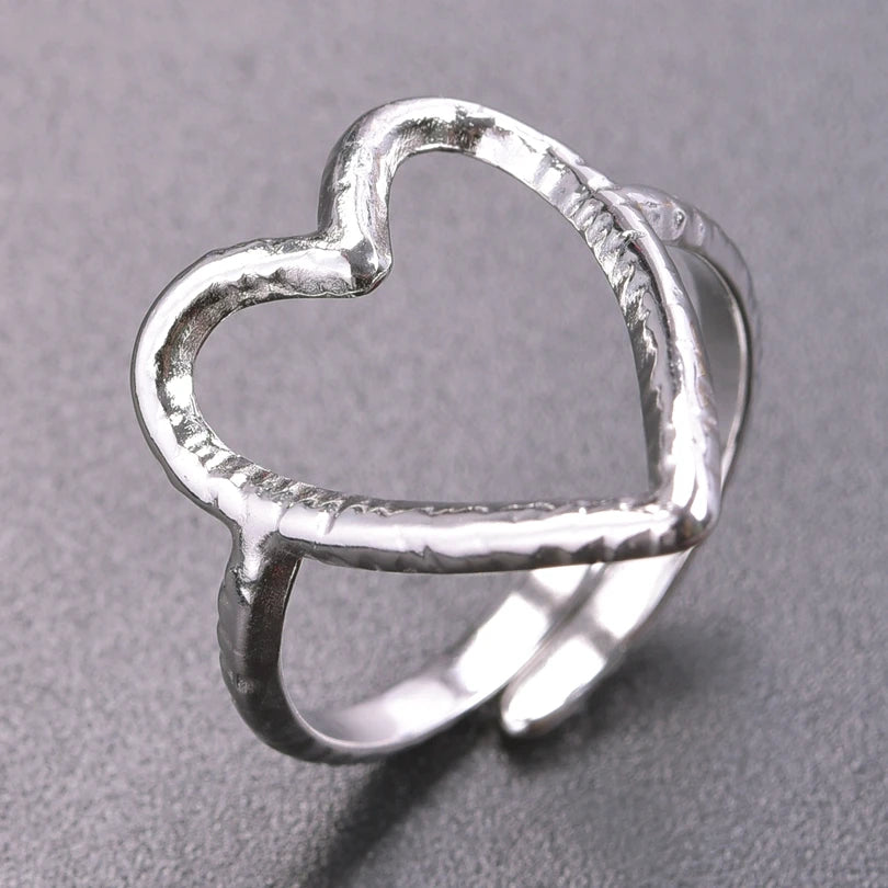 Hollow Heart Stainless Steel Ring - Madeinsea©
