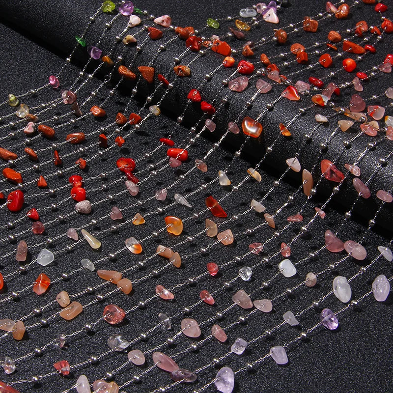 Natural Quartzs Stone Stainless Steel Chips Beads Chains For DIY Bohemia Jewelry Making Women Necklace Choker Bracelet Handmade - Madeinsea©
