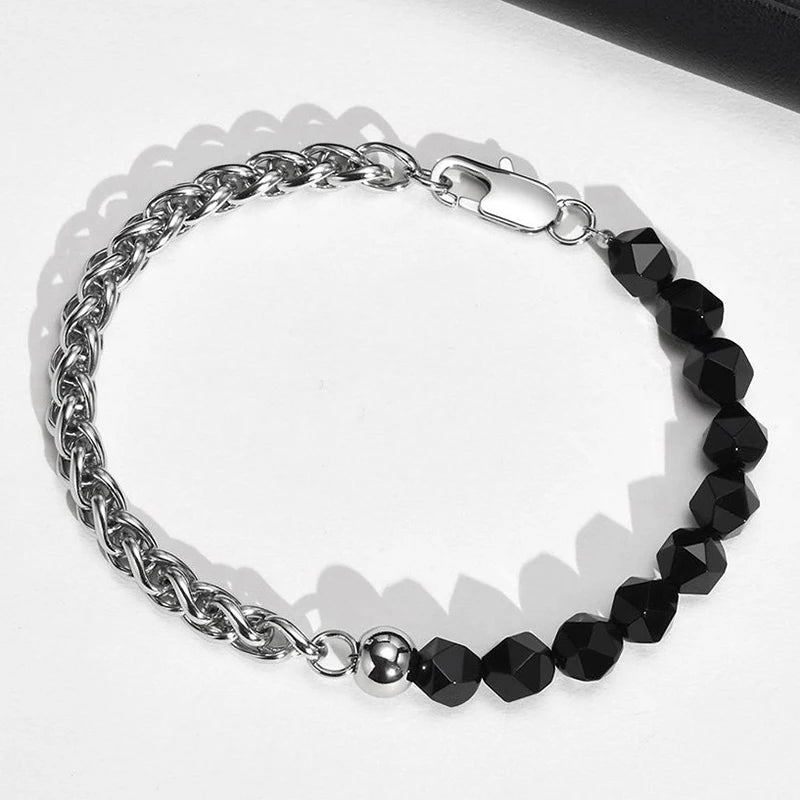 MKENDN Men Multilaterals Beads Chain Bracelet Waterproof Stainless Steel Wheat Speego Links Bangles Male Wristband Jewelry Gift