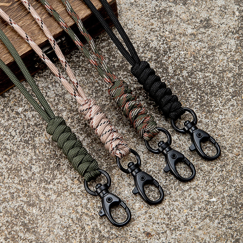 MKENDN Outdoor Rock Climbing Keychain Handmade Braided Paracord Clip Buckle Keychains Tactical Survival Tool Carabiner Hook Cord