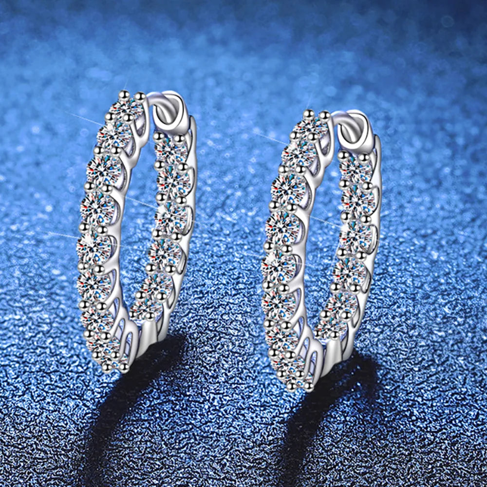 Serenity 2.5mm D Color Moissanite Earrings Women Wedding Bridal 100% S925 Sterling Silver Hoop Earrings Plated 18K Fine Jewelry - Madeinsea©