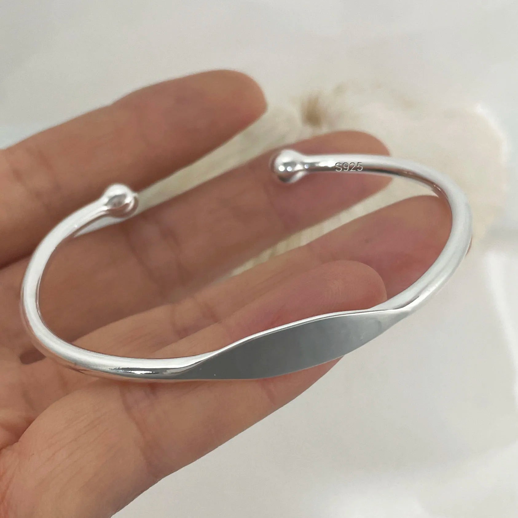 100% Solid 925 Sterling Silver Metal Bracelet for Women Men Vintage Handmade Simple Birthday Gift S-B451