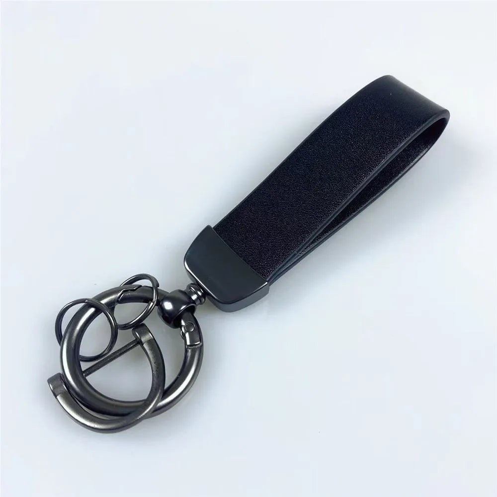 MKENDN Luxury Leather Men Keychain Black Clasp DIY Creative Waist Hanging KeyChain Best Gift Key Ring jewelry Gift