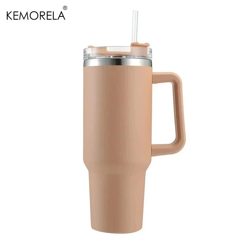 1200ML 304 Stainless Steel Insulated Water Bottle Hot Coffee Car Cup Hot And Cold Mug Thermos Bottle With Handle Straw Sports Av - Madeinsea©