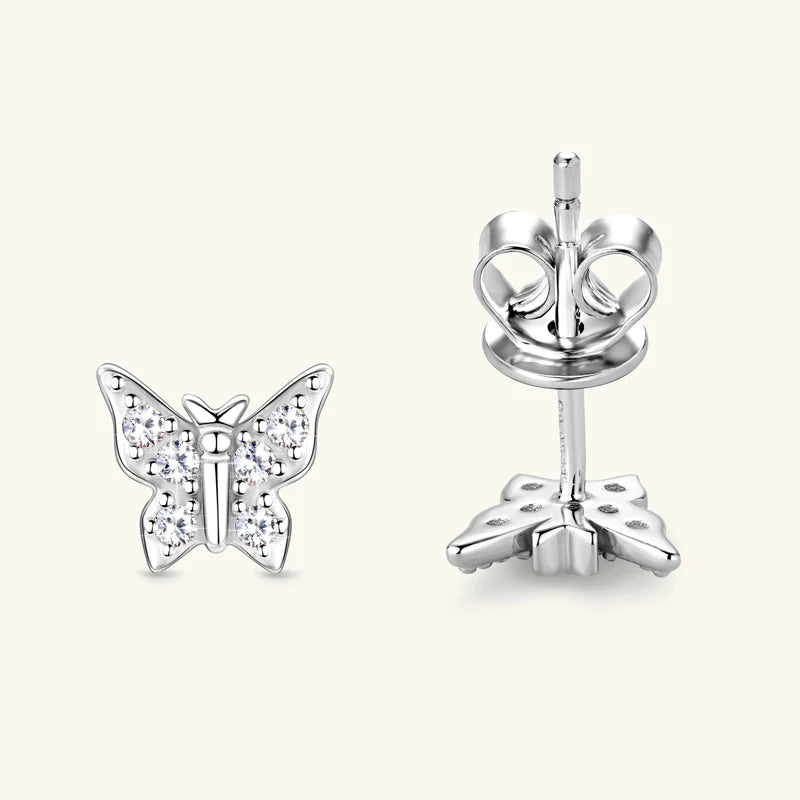 OXTAO Butterfly Earrings for Women Real 925 Silver Moissanite Earring Luxury Girls Ear Piercing Accessories Fancy Gift Jewelry