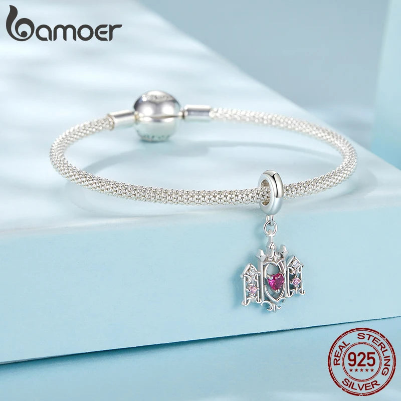 BAMOER Massiver 925 Sterling Silber Hohler Kirchen-Charm-Anhänger passend für Original-Armband, Schmuck, DIY, Bamoer Classic Charm SCC2992
