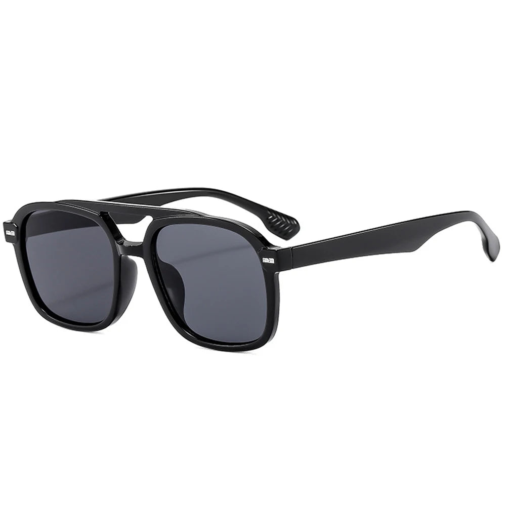 Lunettes de soleil de marque de luxe rétro carrées à double pont pour femmes, mode pilote rivets hommes été extérieur voyage nuances UV400