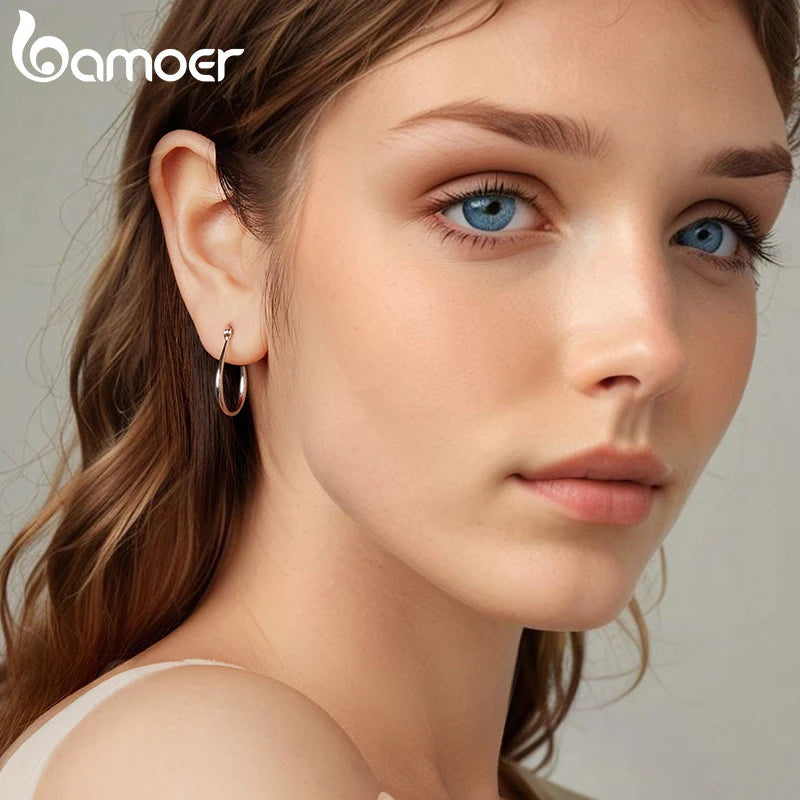 BAMOER Große ovale Creolen aus 925er Sterlingsilber, klobige, hypoallergene Ohrringe, ideal für Damen, Punk- und klassischer Schmuck, perfektes Geschenk