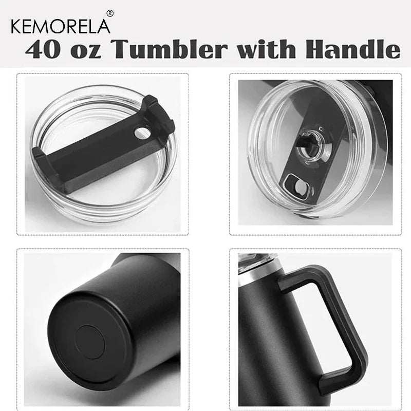 1200ML 304 Stainless Steel Insulated Water Bottle Hot Coffee Car Cup Hot And Cold Mug Thermos Bottle With Handle Straw Sports Av - Madeinsea©