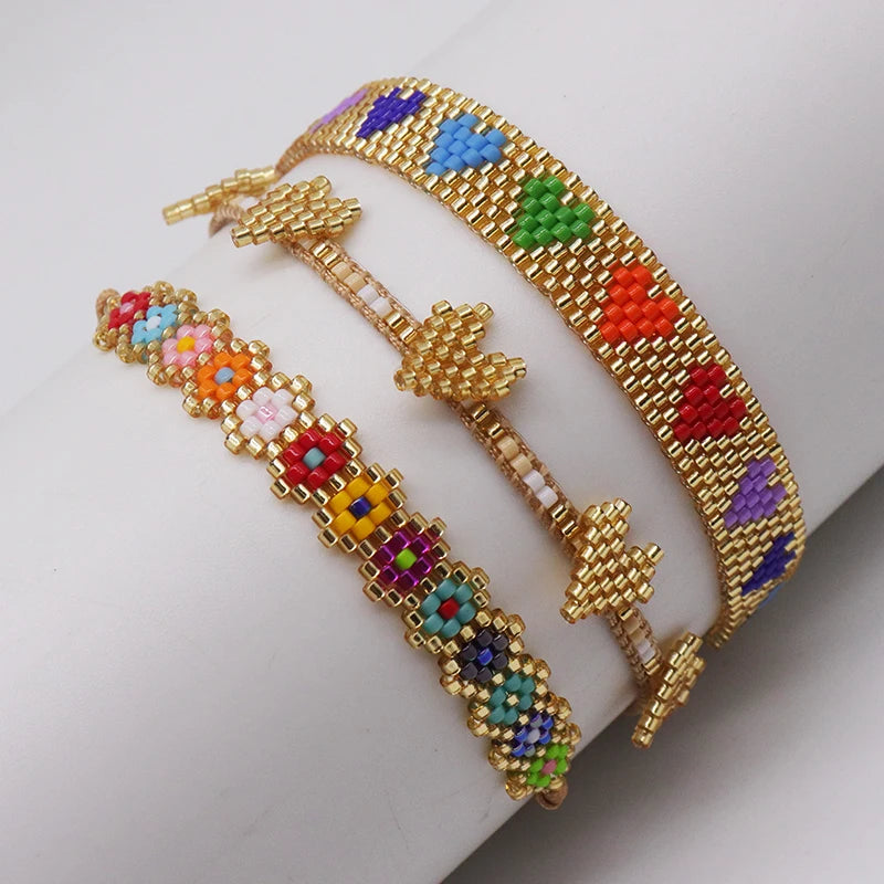 Miyuki beads hand woven Bohemia jewelry atmosphere luxury shiny seed beads adjustable bracelet elegant women's party Gifts