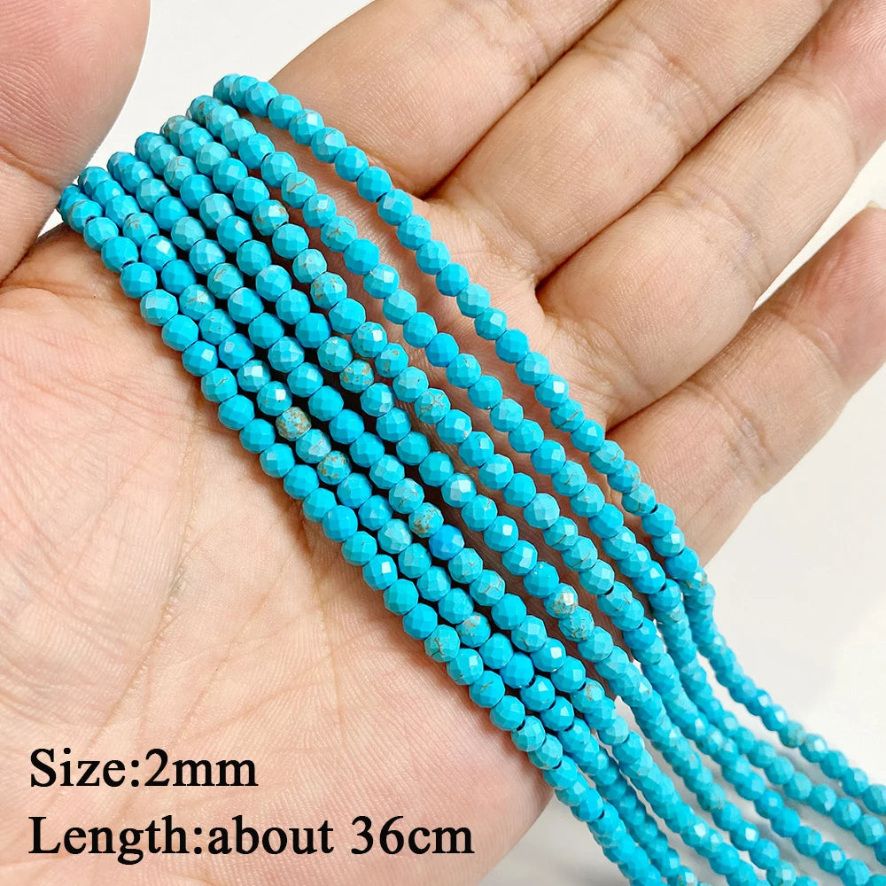 Wholesale Blue Turquoise Stone Beads Round Square Rondelle Irregular Loose Spacer Bead For Jewelry Making DIY Bracelet Necklace