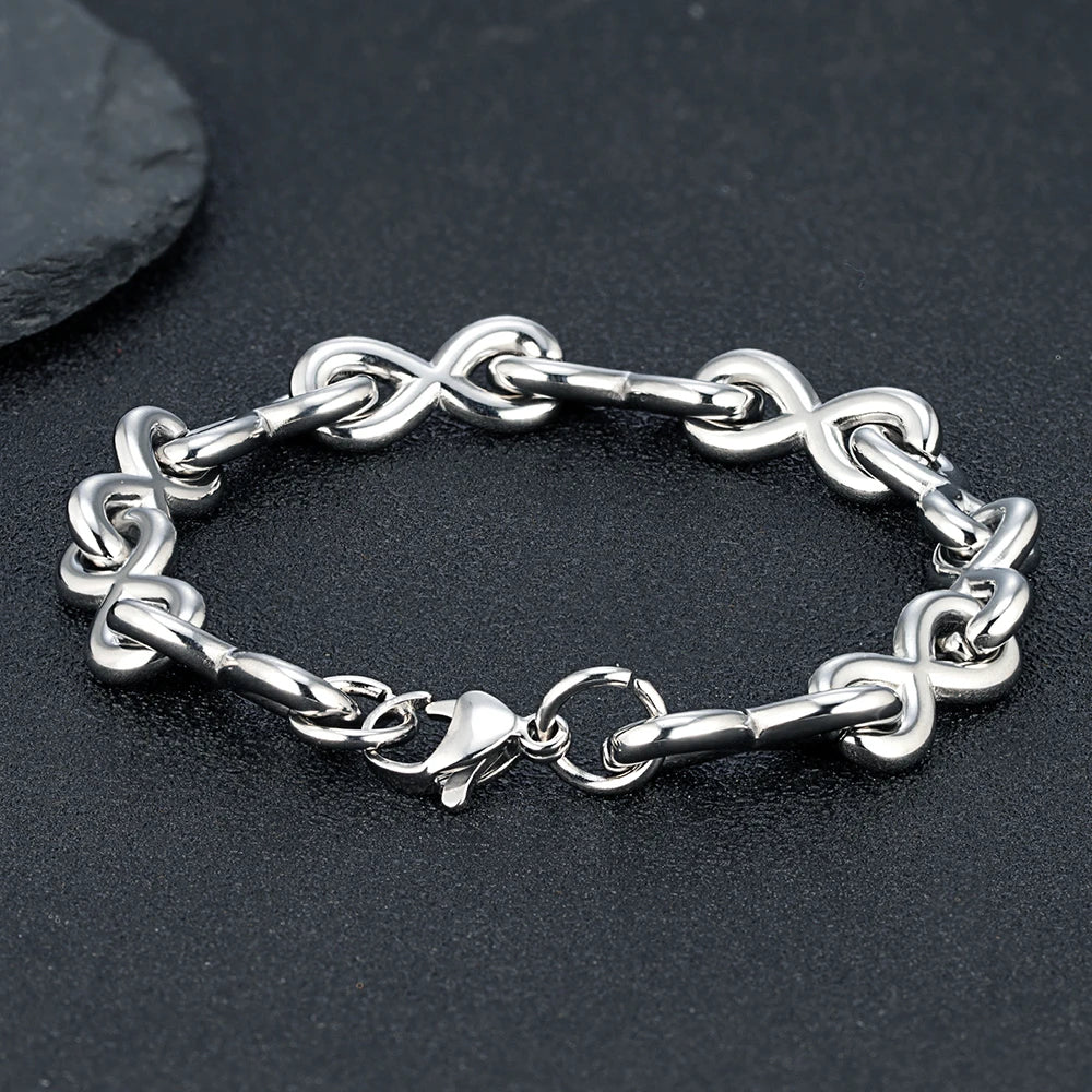 MKENDN Infinity Bracelet Fashion 316L Stainless Steel Metal Chain 18K Gold Plated Waterproof Jewelry for Women Bijoux Femme