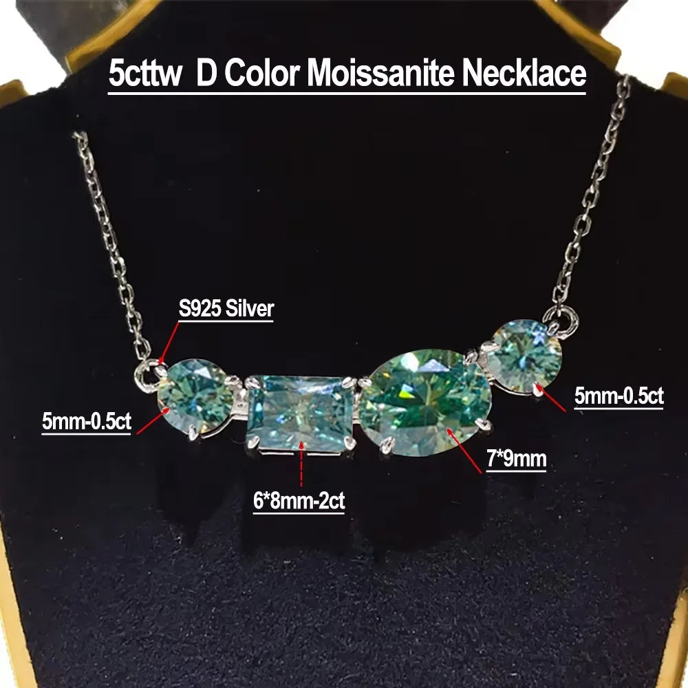 Serenity 5cttw D Color Moissanite Pendant Necklace for Women 100% S925 Sterling Silver Plated 18K Lab Diamond Neck Chain Jewelry - Madeinsea©
