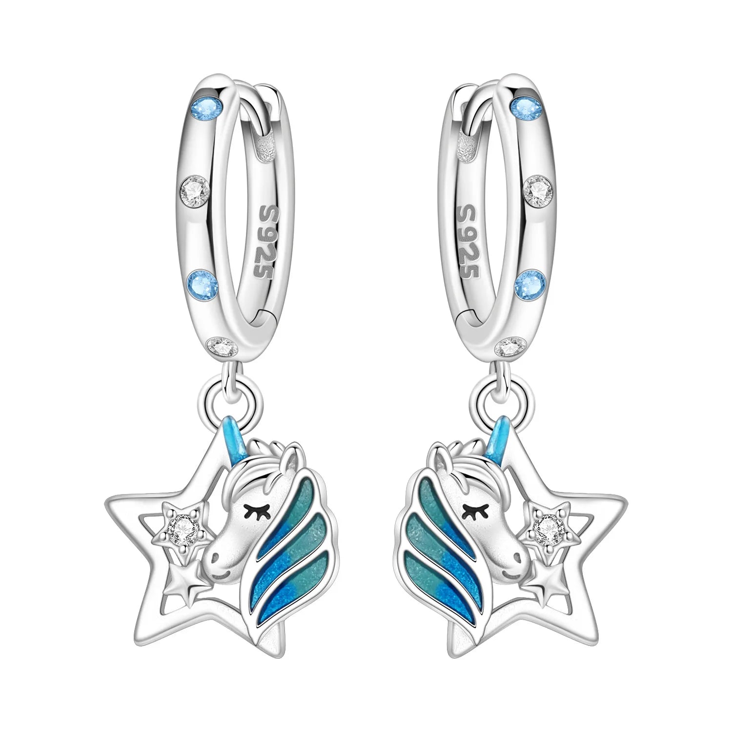 PANPOKI 925 Sterling Silver Sparkling Blue Snowflake Earrings Series Drop Earrings For Women Party Gifts Trendy Jewelry
