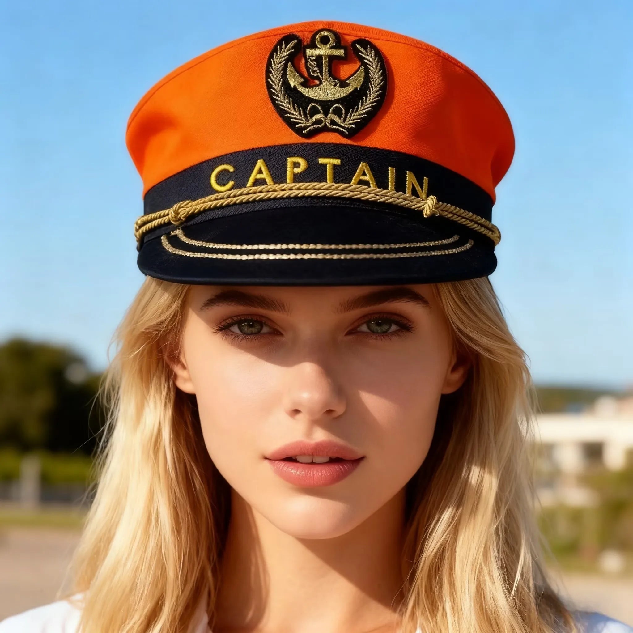 Navy hat with anchor badge, four different colors, Captain letter, fashion, for cruise parties, bachelorette party, cosplay