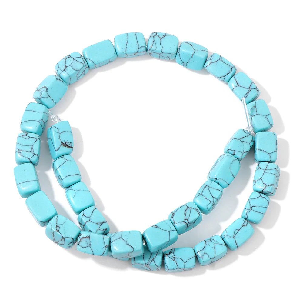 Wholesale Blue Turquoise Stone Beads Round Square Rondelle Irregular Loose Spacer Bead For Jewelry Making DIY Bracelet Necklace