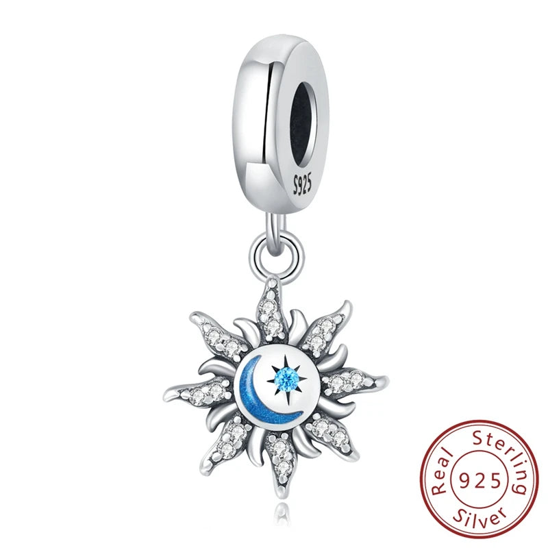 100% Real 925 Sterling Silver Charms Beads Stars Moon Pendant Fit Original Charms Bracelets Bangle DIY Jewelry Gifts