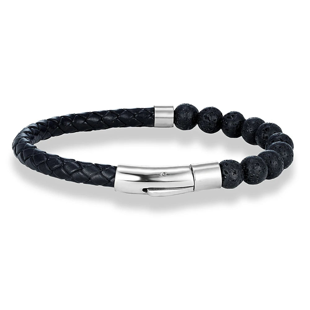 MKENDN Reiki Blue Apatite Bead Bracelet Men Women Braided Leather Natural Stone Blood Circulation Stimulate Enthusiasm Jewelry