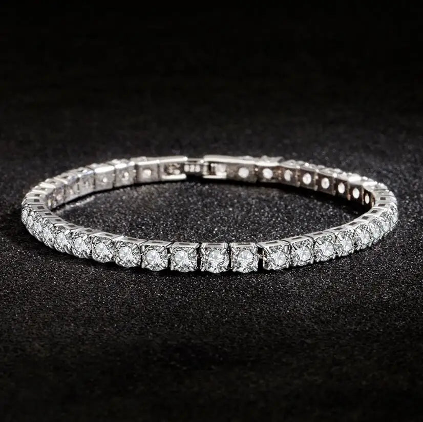 Moissanite Tennis Bracelet for Women 925 Sterling Silver Round Brilliant Cut Lab Diamond Classic Platinum Plated Bracelet MSB002