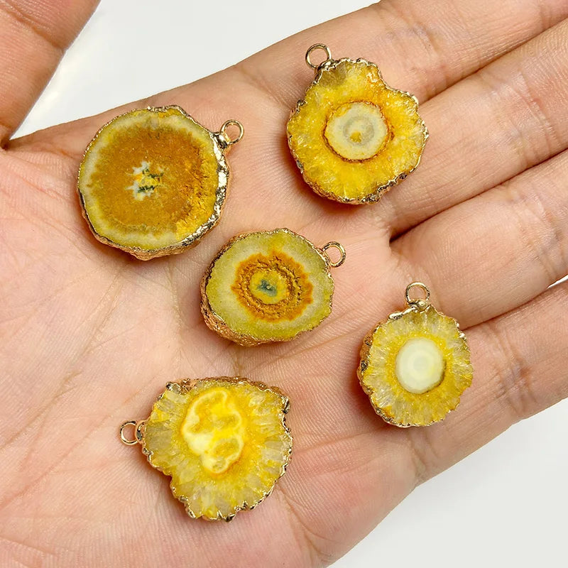 2PCS/lot Natural Druzy Agates Connectors Irreguar Round Quartzs Pendant For Jewelry Making Necklace Bracelets DIY Accessories