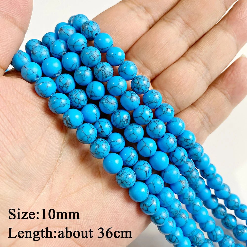 Wholesale Blue Turquoise Stone Beads Round Square Rondelle Irregular Loose Spacer Bead For Jewelry Making DIY Bracelet Necklace