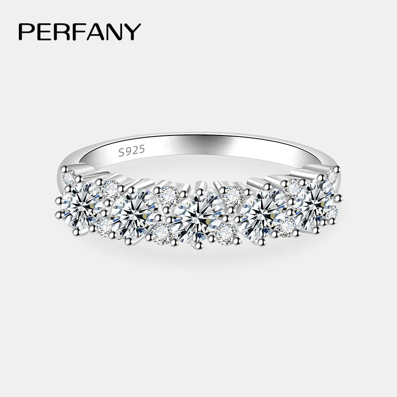 PERFANY Total 1.68CT Moissanite Ring for Women S925 Silver Sparkling Laboratory Certified Diamond Wedding Ring Luxury Jewelry